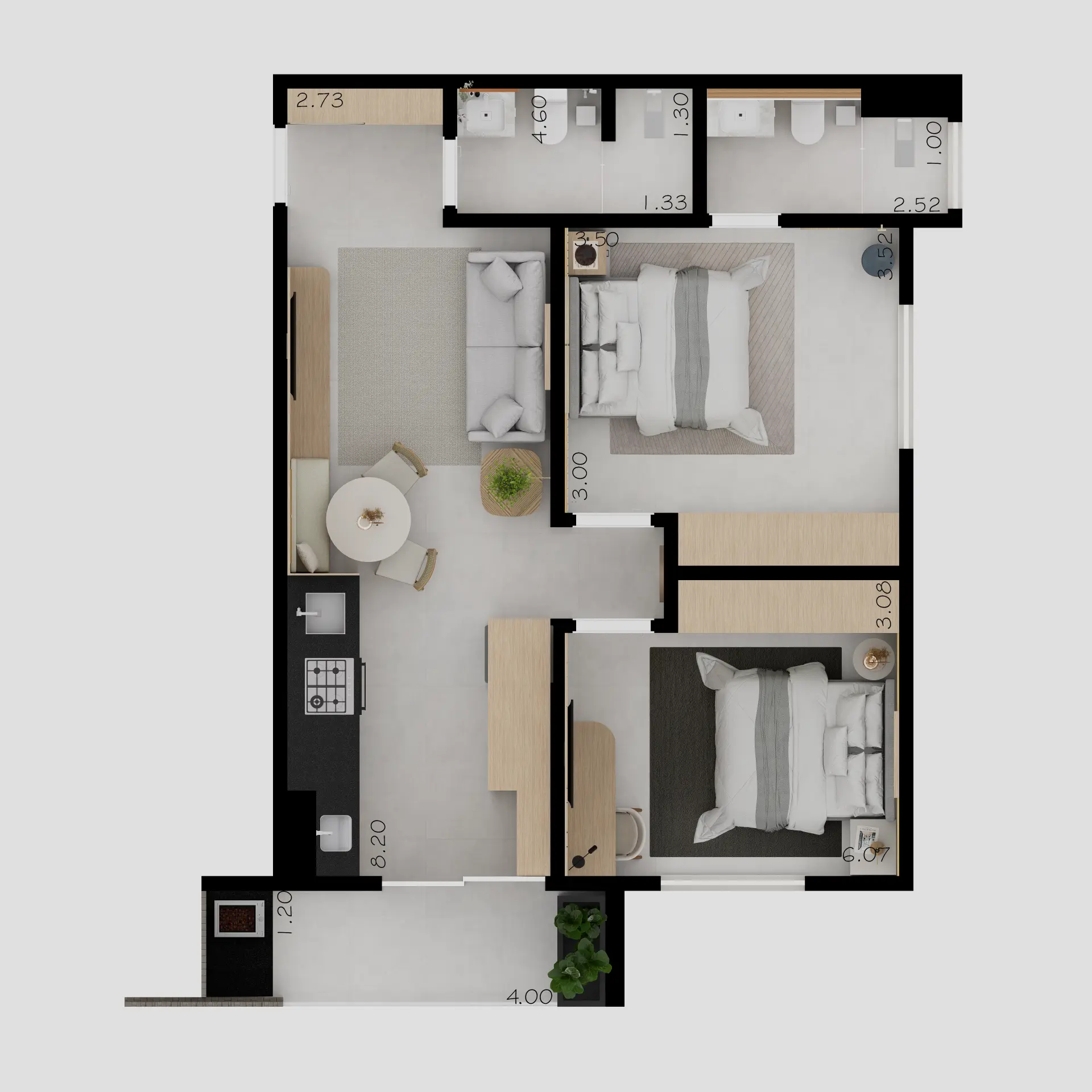 APTOS. 21, 31, 41 e 51 - 2 dorms