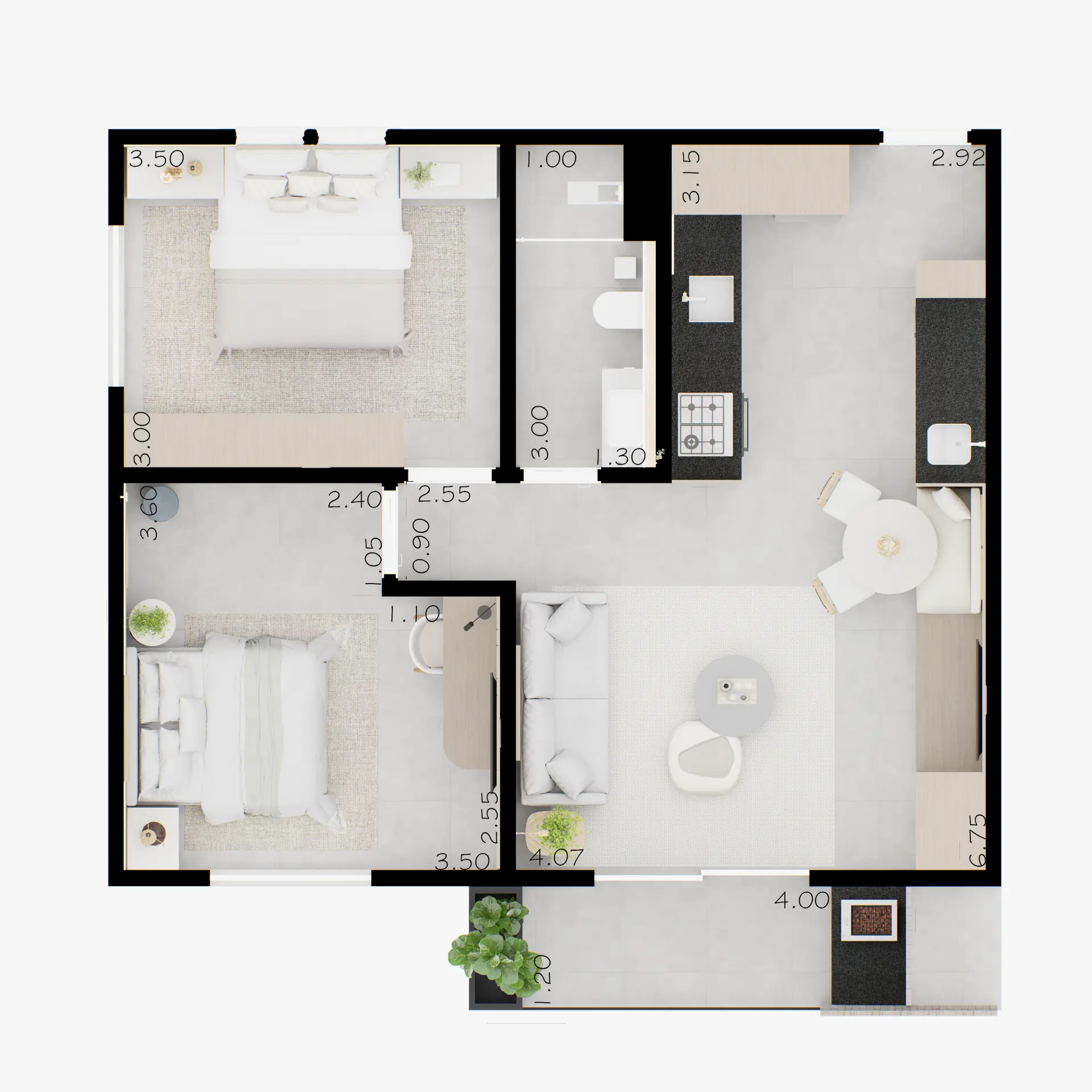 APTOS. 22, 32, 42 e 52 - 2 dorms.