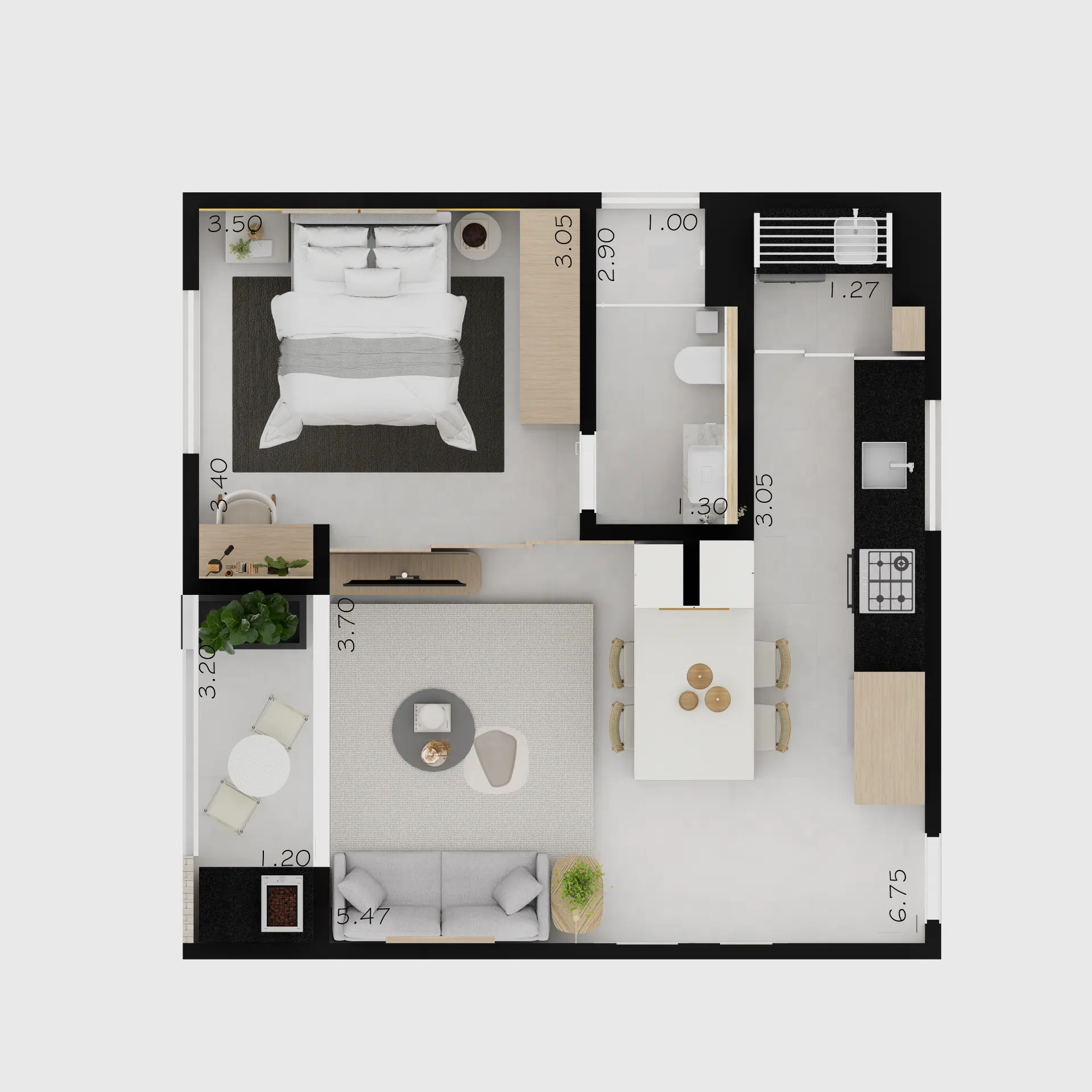 APTOS. 27, 37 e 47 - 1 dorm.
